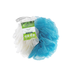 (3 Pack)  2-In-1 Bath Pouf, Body Cleansing Blue & Cream Loofah, for Adults,1 Count