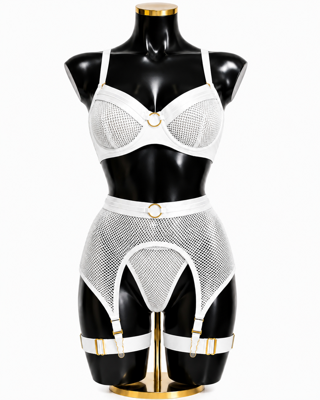 Pure Elegance 4-Piece Mesh Lingerie Set