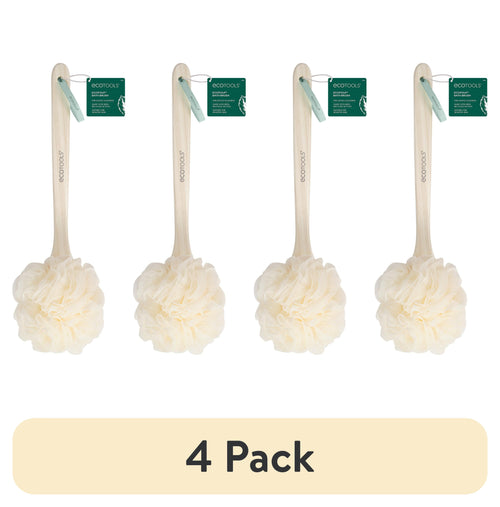 (4 Pack)  Ecopouf Bath Brush, Loofah & Handle, Recycled Mesh Netting, for Adults, 1 Count
