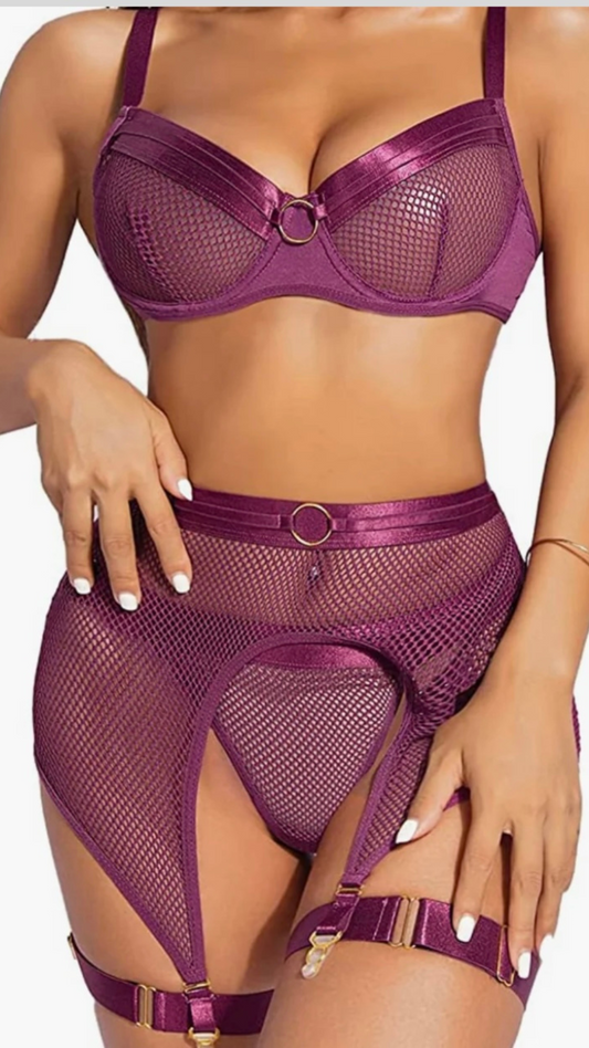 Women's Sexy Lace Mesh Perspective Sexy Lingerie Set