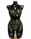 Midnight Emerald 4-Piece Mesh Lingerie Set