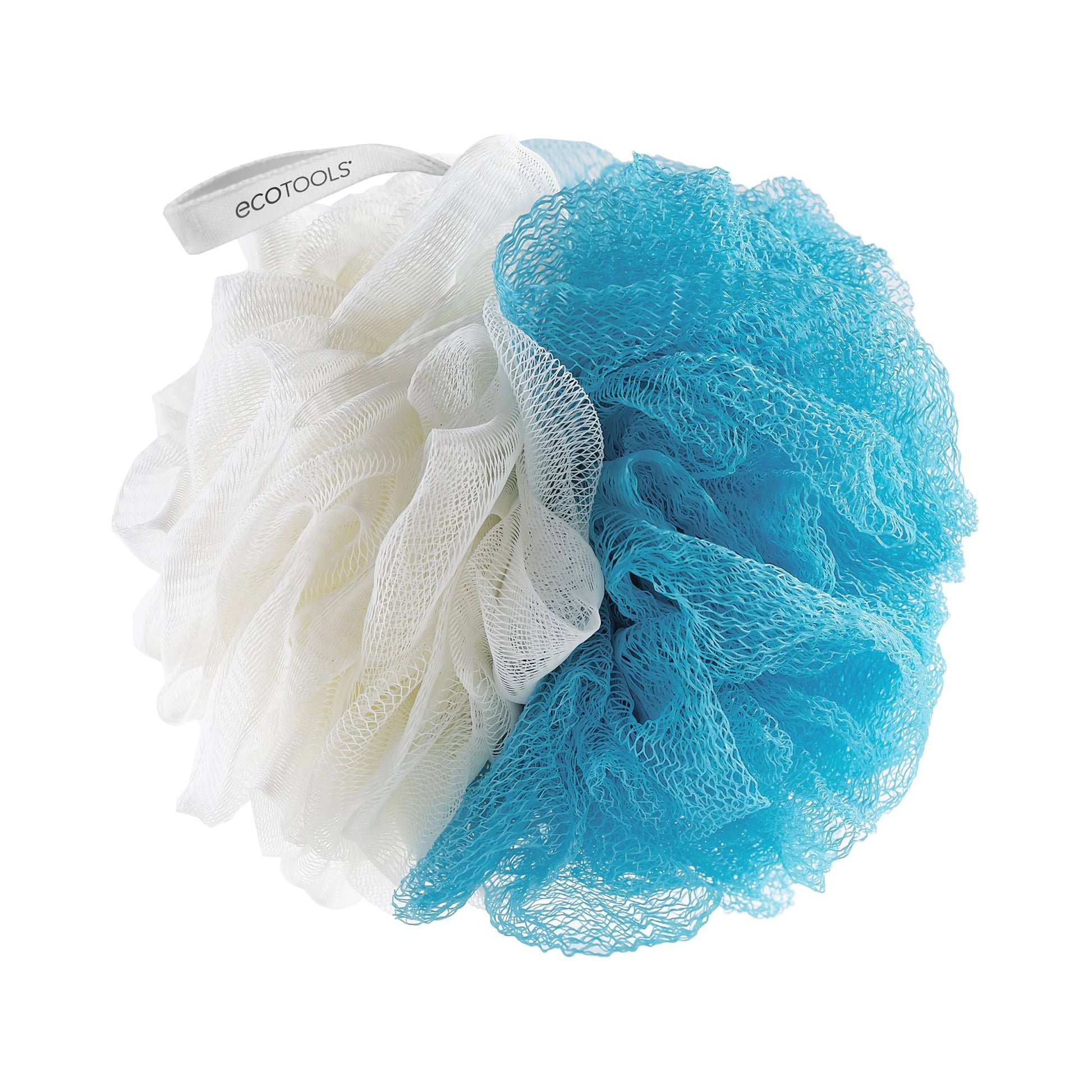 (3 Pack)  2-In-1 Bath Pouf, Body Cleansing Blue & Cream Loofah, for Adults,1 Count