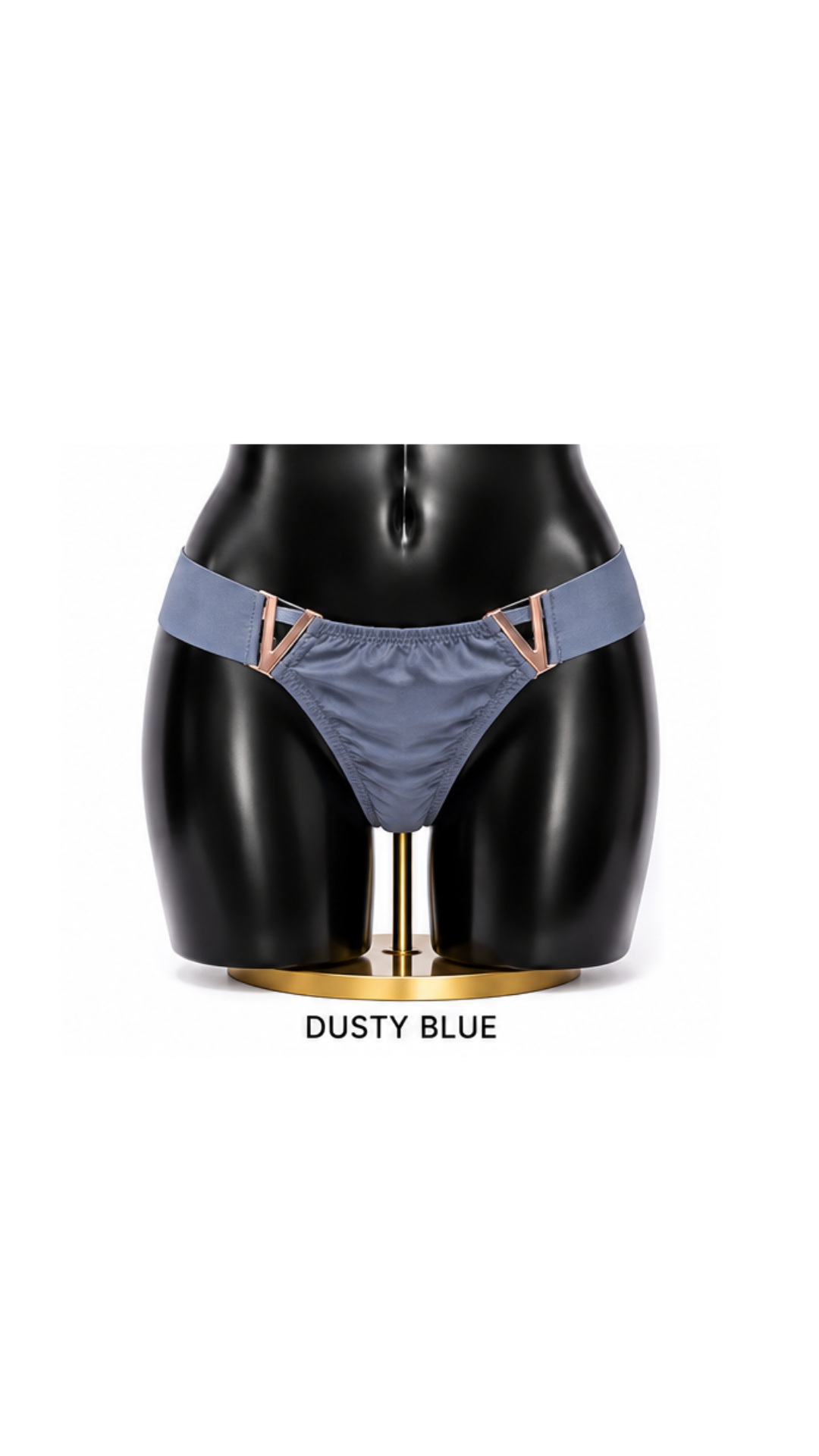 Dusty Blue V Satin Thong
