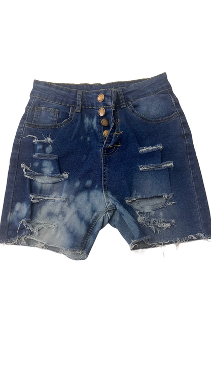 Ripped bleach shorts