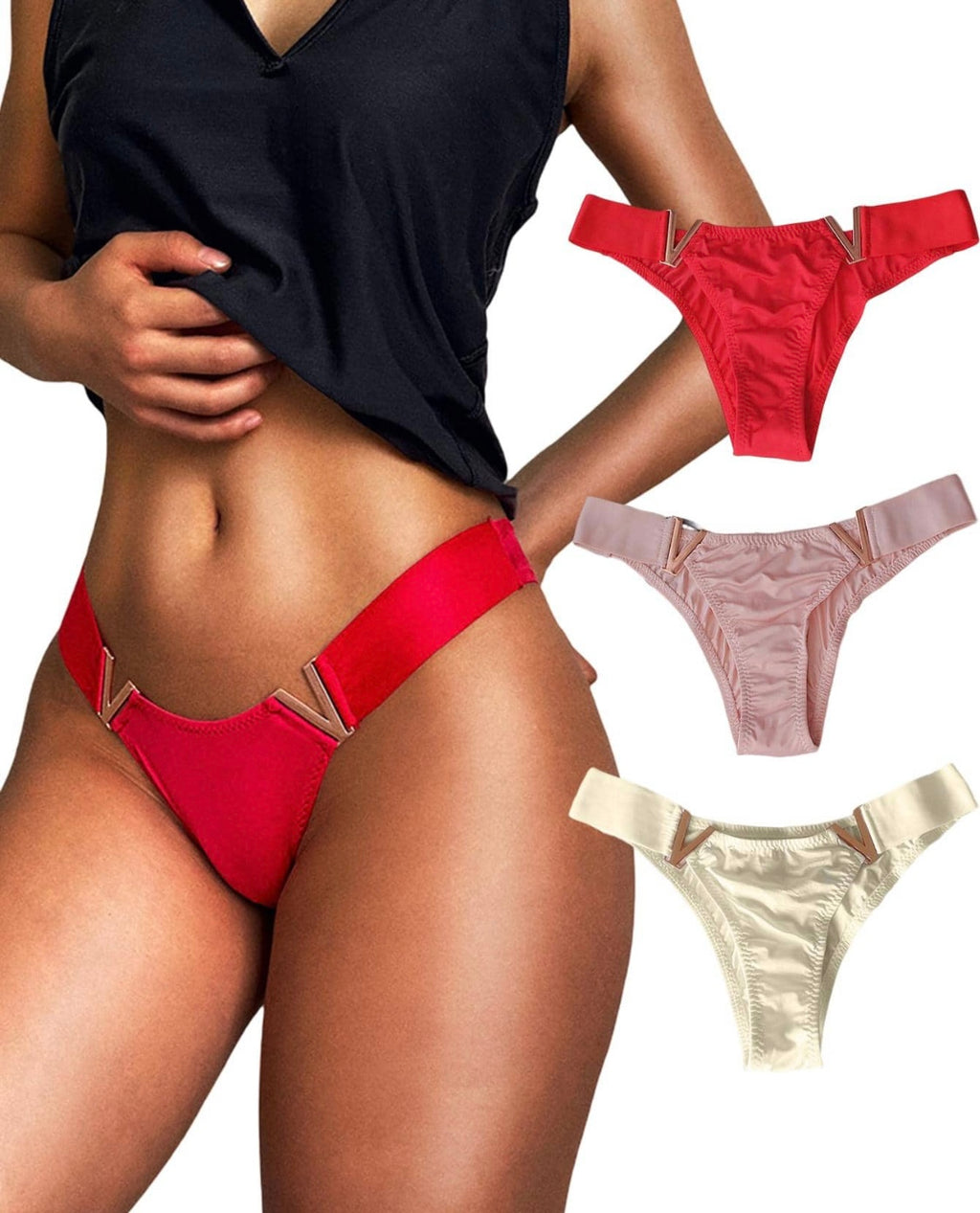 Women Sexy V Metal Panties