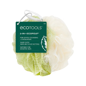 (3 Pack)  2-In-1 Bath Pouf for Whole-Body Cleansing, Green & Cream Loofah, for Adults 1 Count