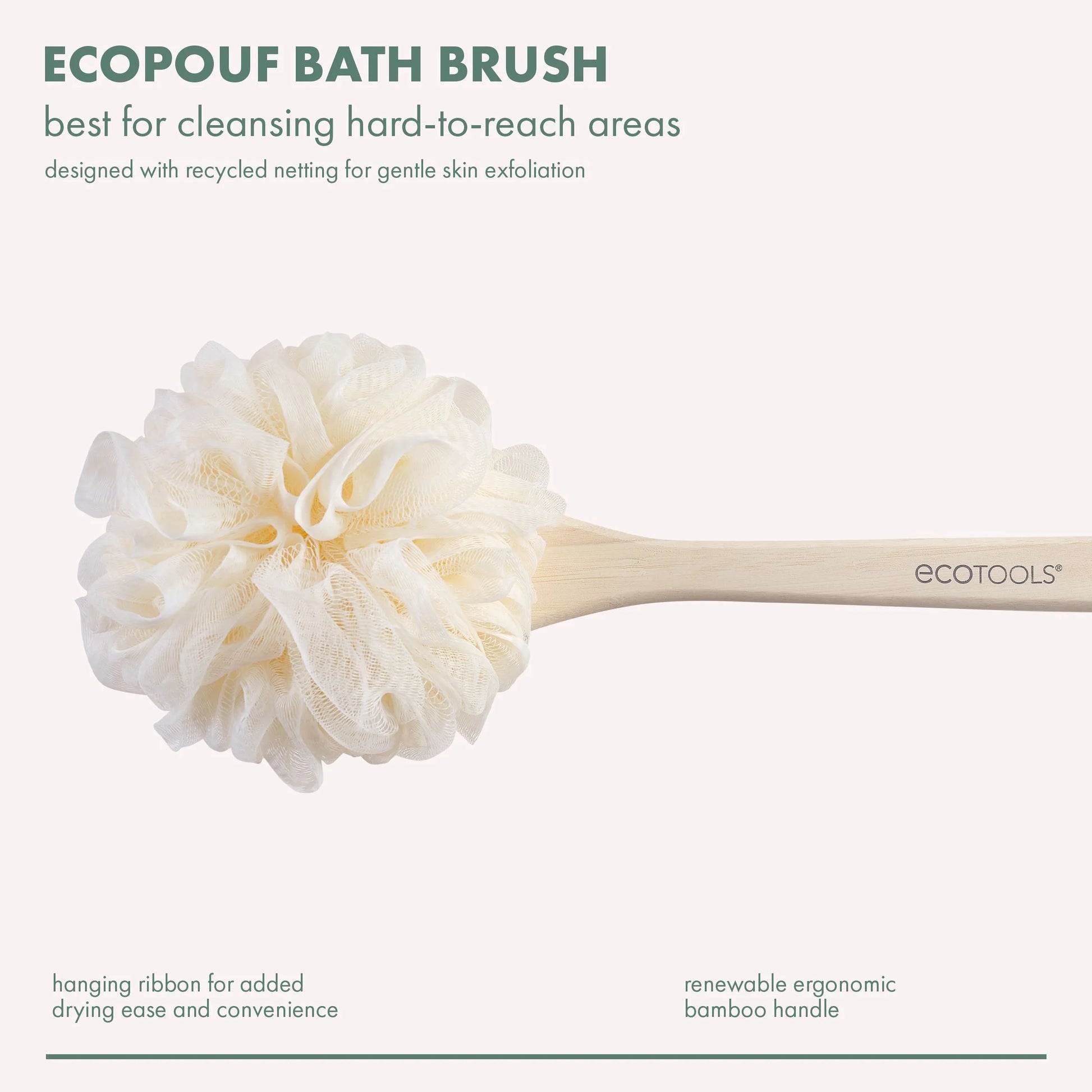 (4 Pack)  Ecopouf Bath Brush, Loofah & Handle, Recycled Mesh Netting, for Adults, 1 Count