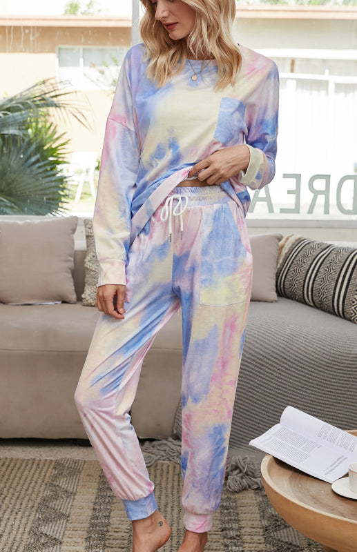 Women's Long Sleeve Tie Dye Pajama Set