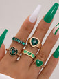 Retro personalized fashion metal diamond love palm ring multi-piece set