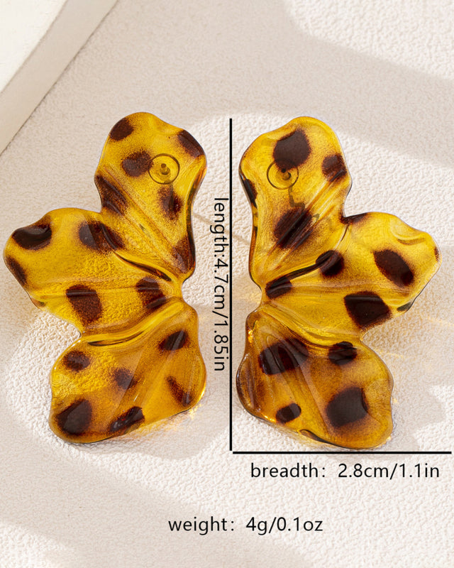 Fashionable and personalized acrylic leopard leaf flower earrings