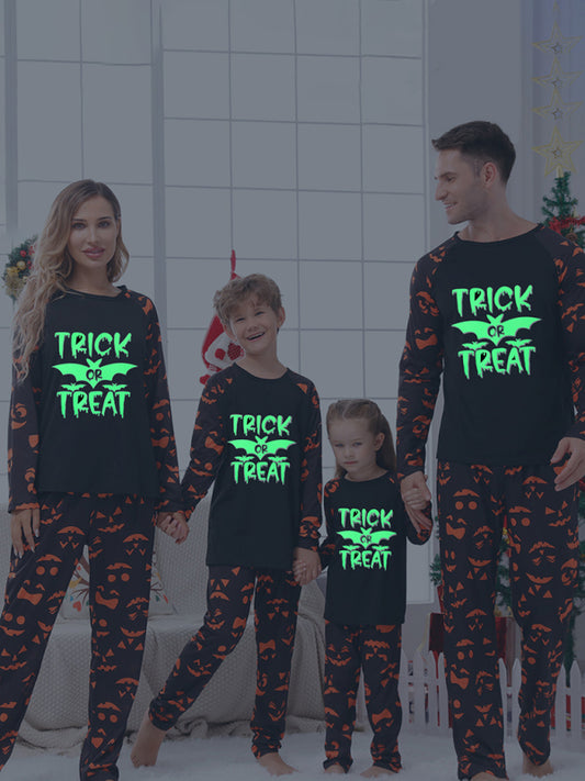 Halloween parent-child printed home pajamas two-piece set