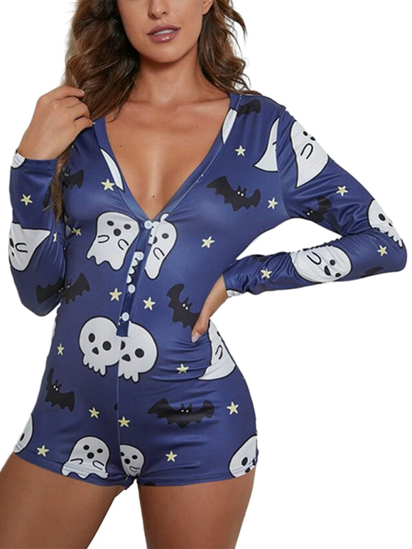 Fashion women's new Halloween one-piece pajamas