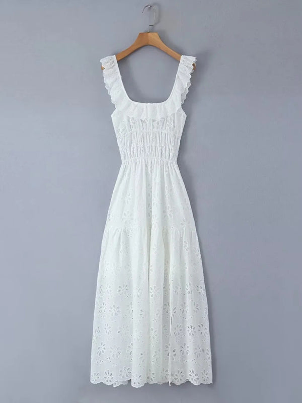 New style gentle hollow suspender seaside holiday dress