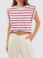 New round neck loose short sleeve T-shirt striped top