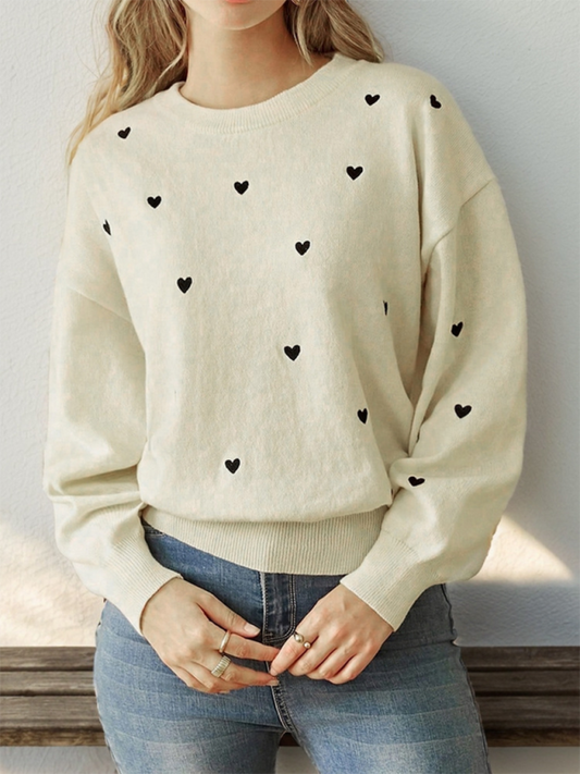 Women's Valentine's Day Heart Crew Neck Sweater