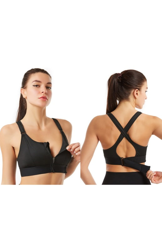 Women's Adjustable Front Zip Sports Bra